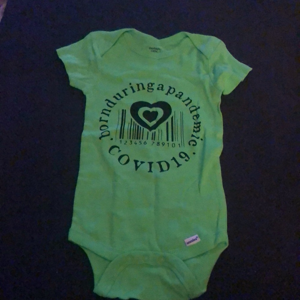 Custom Printed Pandemic 9month Green Gerber Onesie